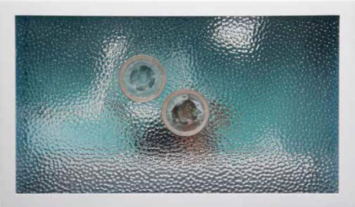 Bonnie Rychlak, Surfacing, 2017, Hand colored photograph, mirror, metal, glass, and painted wood
12 × 21¾ × 5 inches